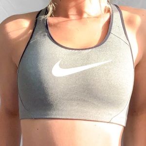 Nike grey sports bra with black mesh in the back